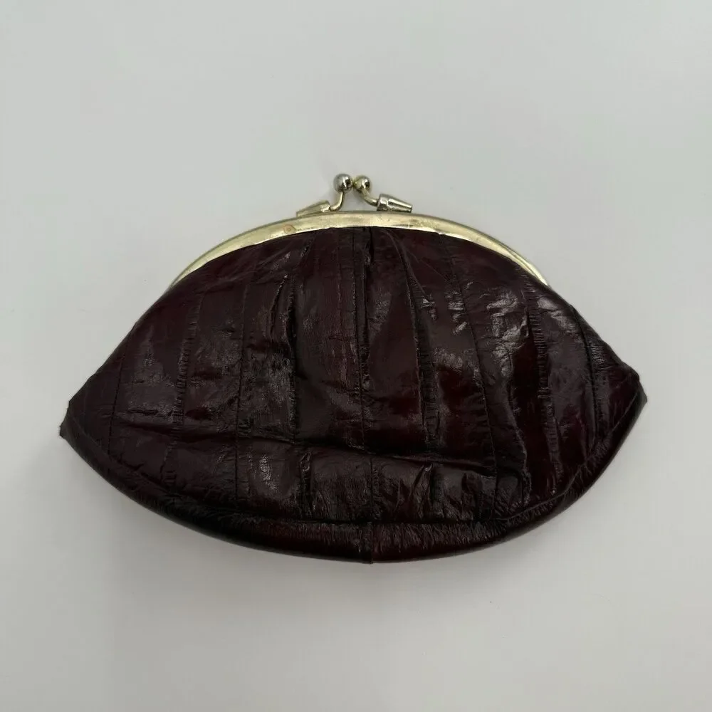 Lee Sands Eeelskin Deep Red Coin Pouch Travel
